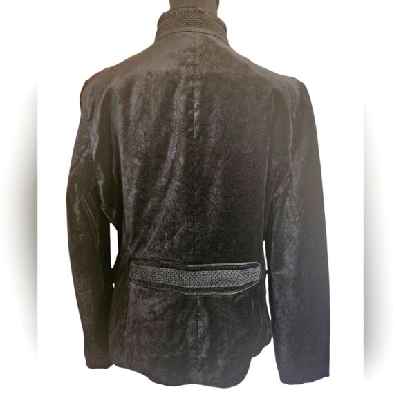Mossimo Black Velvet Military Gothic Steampunk Gold Button Jacket Size L - Picture 3 of 8